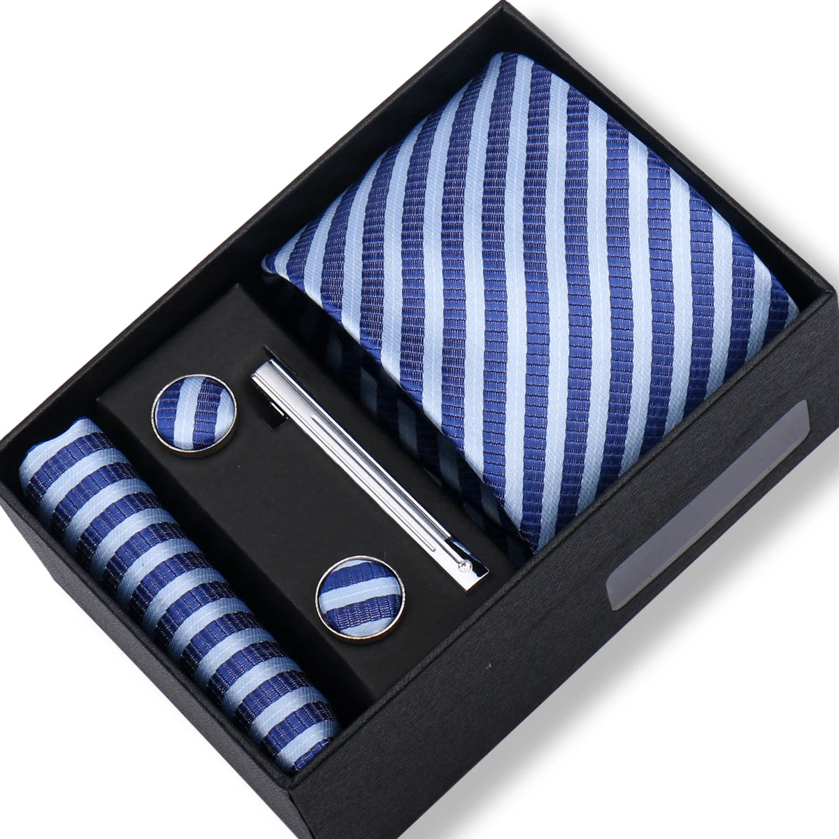 Ties Gift Box Brand Design Top Quality Jacquard Necktie Hanky Cufflink Set Tie Clip For Men Gravatas Business Wedding