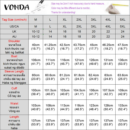 Plus Size 5XL VONDA Women Bohemian Printing Maxi Dress 2025 Vintage Sundress Casual 3/4 Sleeve Party Robe Loose O-Neck Vestidos
