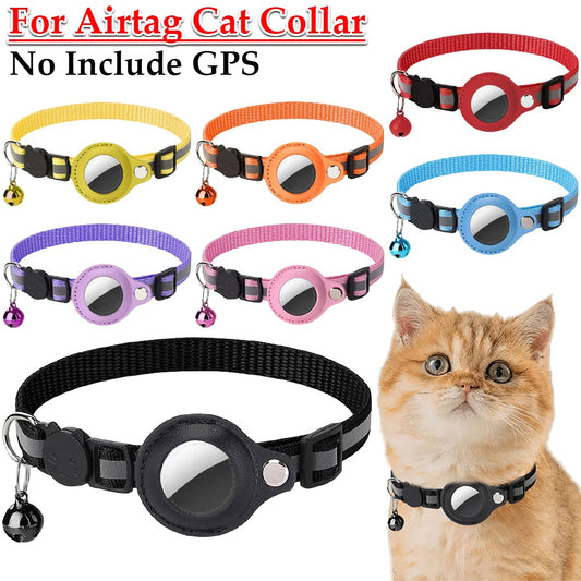 Reflective Pet Collar with AirTag Case - Protective Cover for Cats and Small Dogs