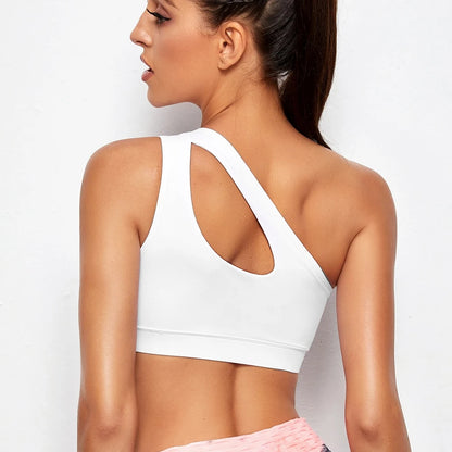 One-shoulder Sports Underwear Fitness Yoga Quick-drying Shock-proof Vest Running Bra for Women