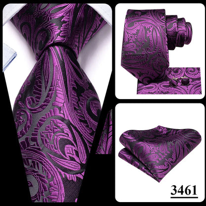 Hi-Tie Light Purple Solid Silk Wedding Tie For Men Quality Hanky Cufflink Gift Necktie Set Fashion Novelty Designer Dropshipping