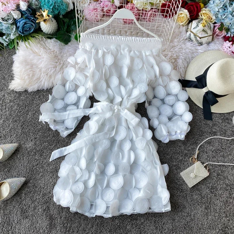 2024 Spring Sexy off shoulder dresses bandage short Dress summer flower Party casual Women beach holiday a-line elegant dress