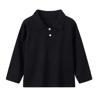 Children's solid color POLO shirt boy handsome fashion sports T-shirt girl lapel casual and comfortable half sleeve.