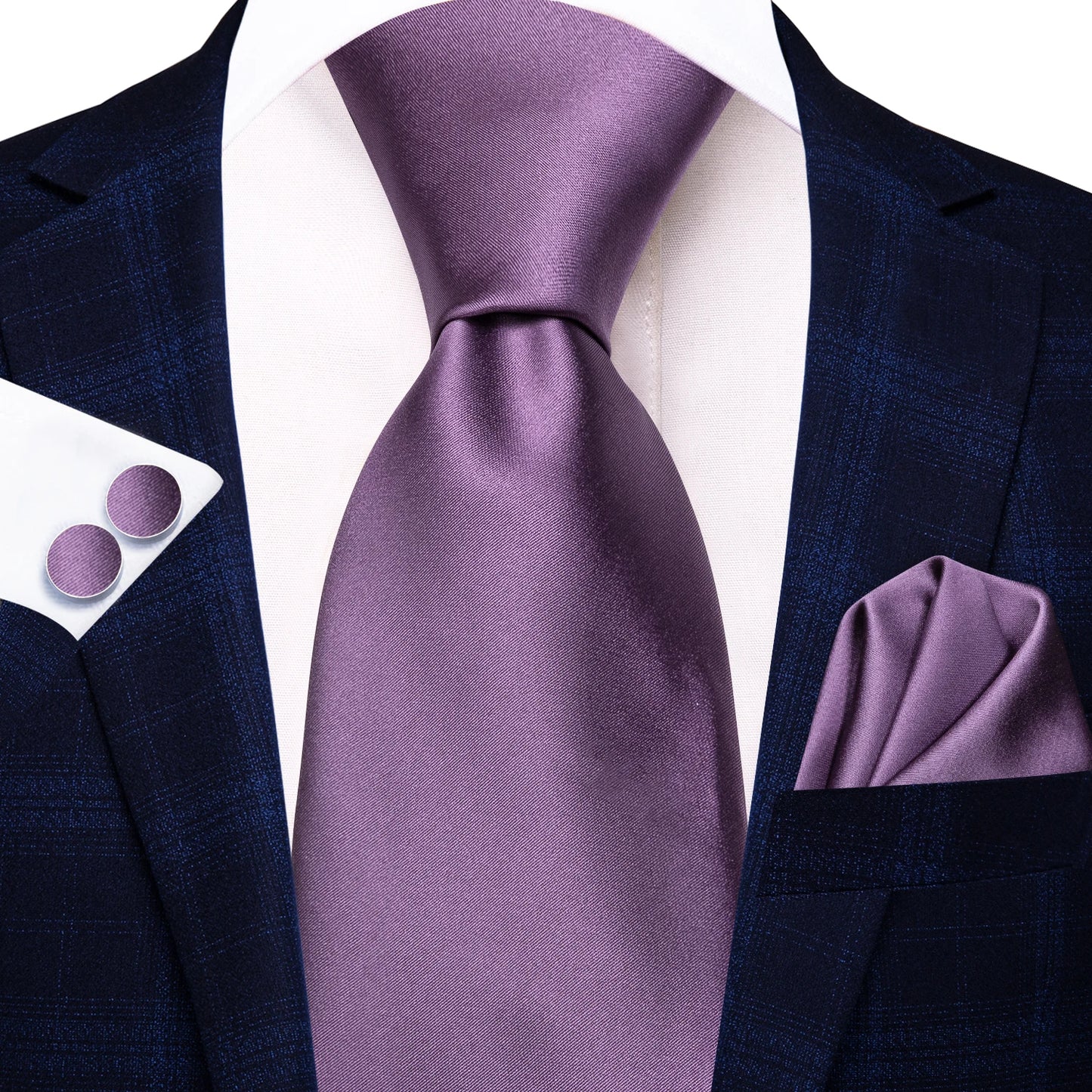 Hi-Tie Light Purple Solid Silk Wedding Tie For Men Quality Hanky Cufflink Gift Necktie Set Fashion Novelty Designer Dropshipping