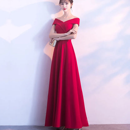 Spring Women Red Evening Party Dresses Short Sleeve V Neck Fit And Flare Long Maxi Summer Dress Lady Prom Gown Robe Longue Femme