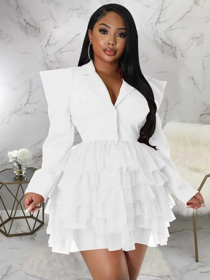 women Elegant and chic dress long sleeve spring female fashion dress mash blazer dress wholesale dropshipping