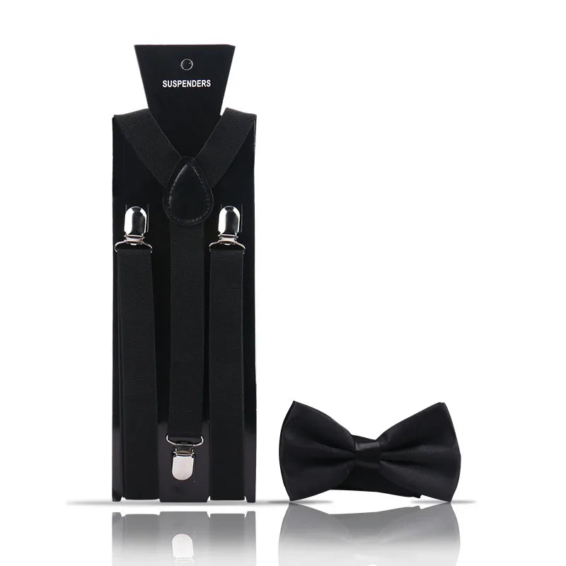 Elegant Fashion Adult Men's Suspenders And Bow Tie Two Pcs Set Harness Man For Pants Gentleman Suit Accessories Wedding Business