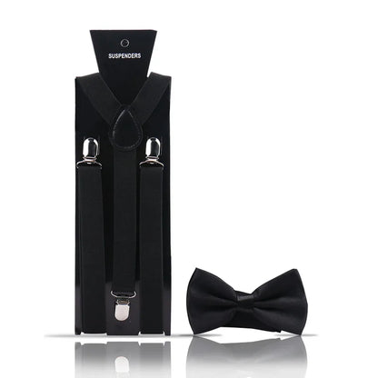 Elegant Fashion Adult Men's Suspenders And Bow Tie Two Pcs Set Harness Man For Pants Gentleman Suit Accessories Wedding Business