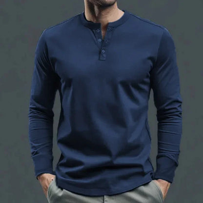 Cross-border Spring and Autumn Clothing European and American Men's T-Shirt Long-sleeved Men's Base Henry Shirt