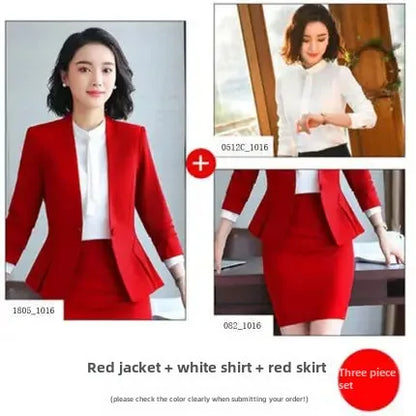 Elegant Red Western-style Suit Jacket For Women Fashionable Professional Attire For Hosting Events Job Interviews