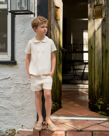 AS Linen Embroidery Collection 25SS Familly Match Clothing Set Girls Linen Dress Boy Shirt and Shorts