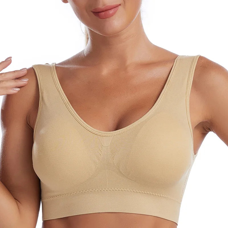 Women Sexy Bra Plus Size Seamless Breathable Brassiere Wire Free Bralette Underwear Comfortable Active Padded Brassiere Crop Top