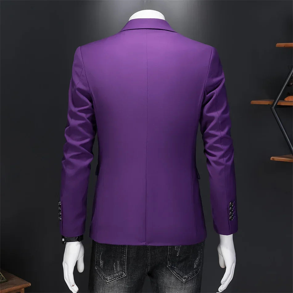 Boutique Fashion Suit Men's Slim Groom Wedding Suit Jacket Business Office Suit Casual Solid Color Suit Jacket