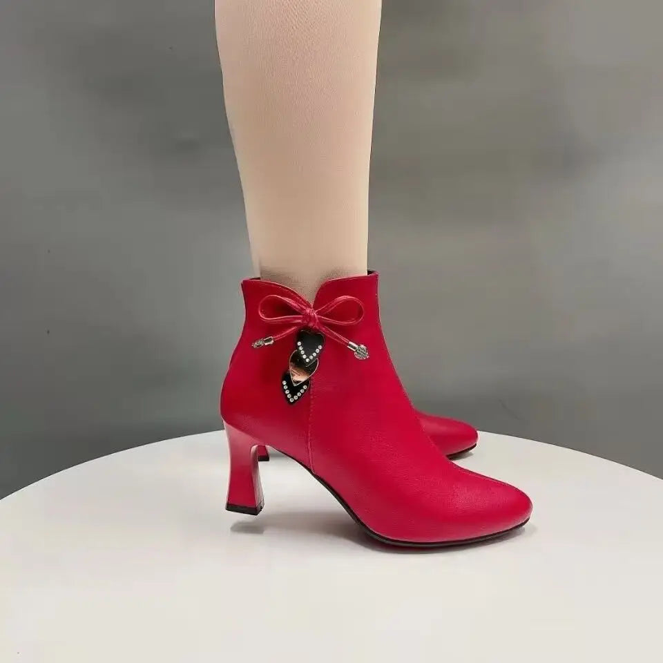 2024 high-heeled boots female spring and autumn single boots new women's shoes zip white waterproof Taiwan high-heeled shoes