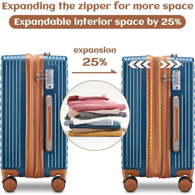 Carry on Luggage Sets,20 Inch Expandable Carry-on Suitcase with Spinner Wheels,Hard Shell Lightweight Rolling Travel Luggage