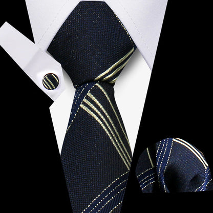 Tie For Men Classic Plaid Handkerchiefs Red Necktie Cufflinks For Men Blouse Business Wedding Accessories Women Collar Man Gift