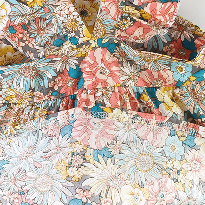 2 Pcs Summer New Baby Girl Dress Fashionable Floral Fly Sleeve Cotton Dress with Crossbody Bag Suitable for Babies Aged 0-3