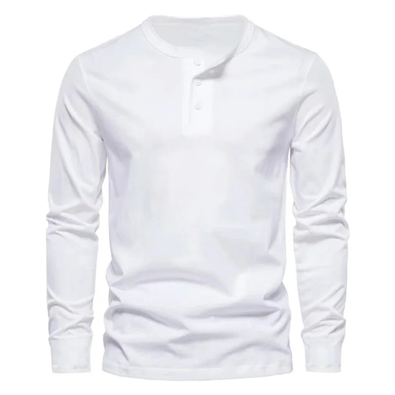 Cross-border Spring and Autumn Clothing European and American Men's T-Shirt Long-sleeved Men's Base Henry Shirt