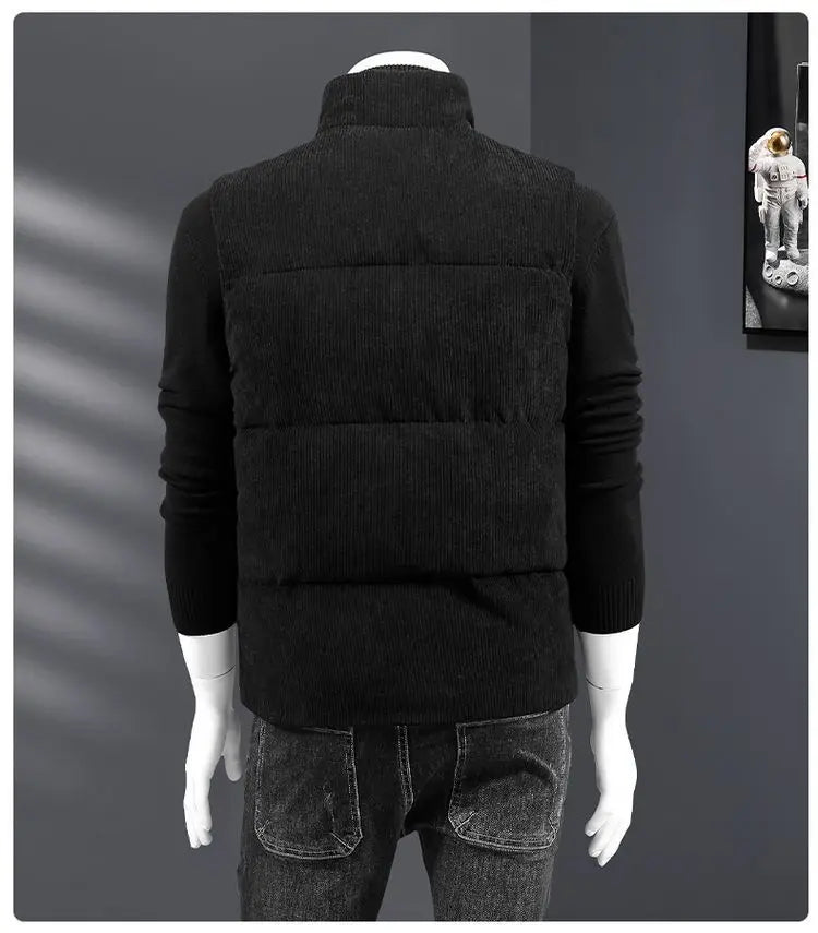 Waistcoat Male Wintertime Cotton Sill Young Person Korean Version Corduroy Vest Thickening for Warmth Men's Handsome Vest Jacket