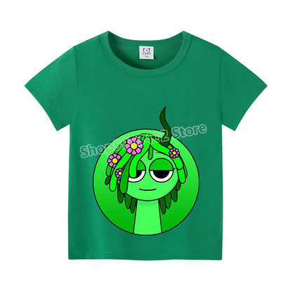 Sprunki Kids T-shirt Summer Children Incredibox Game Cotton Short Sleeve Top Boy Anime Fashion Cute Tee Girl Casual Clothes Gift