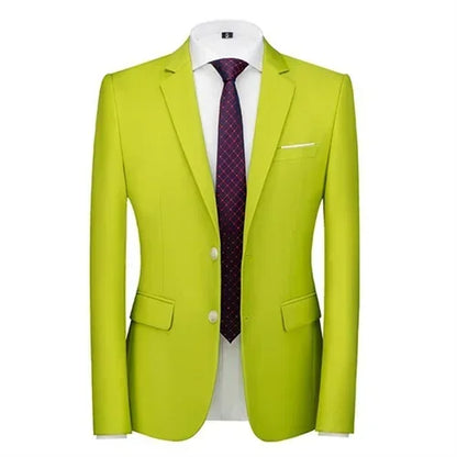 New Men Pure Colour Business Social Office Suit Slim Fit Jacket Fashion Simple Groom Wedding Tuxedo Dress Blazers Coats