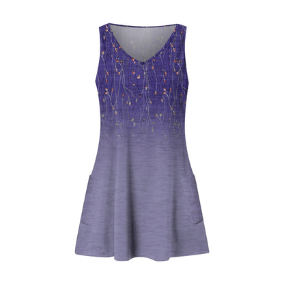 Dresses For Women 2024 Fashion Women'S Casual Print Summer Bohemian Beach Dress With Pockets V Neck Tank Dress Formal Dresses