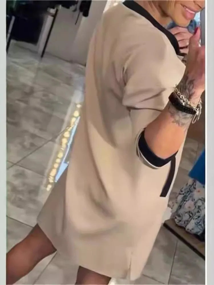 Spring Elegant Women's Dress Autumn Long Sleeve Zipper O Neck Fashion Dress For Women 2025 Casual Loose Dresses Female