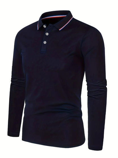 Men's Spring and Autumn Casual Breathable Comfortable Polo Shirt Hot Selling Fashion Men's Business Long Sleeve T-Shirt
