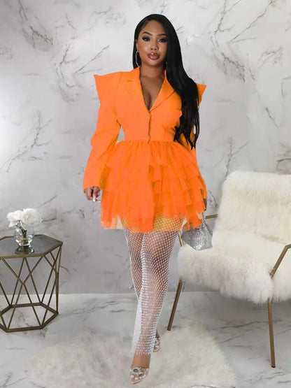 women Elegant and chic dress long sleeve spring female fashion dress mash blazer dress wholesale dropshipping