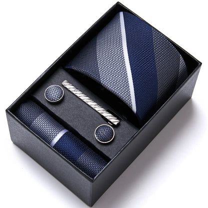 Top Quality 7.5 cm Business Ties Hanky Cufflink Set Tie Clips Green Necktie Corbatas For Men Wedding In Gift Box Gravatas
