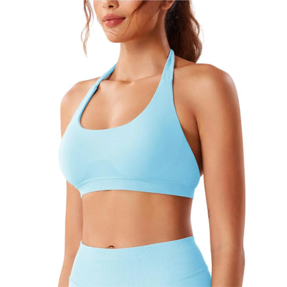 Women's Gym Solid Color Sports Bra Sexy Tight Fitting Backless Seamless with Chest Cushion Vest Exercise Yoga Camisole Top