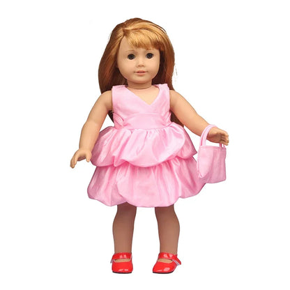 Toy Accessorie White Fashion Dress For 43 Cm Baby New Born Dolls For 18 Inch American Doll Toys For Girl's Gift