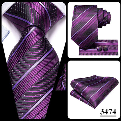 Hi-Tie Light Purple Solid Silk Wedding Tie For Men Quality Hanky Cufflink Gift Necktie Set Fashion Novelty Designer Dropshipping
