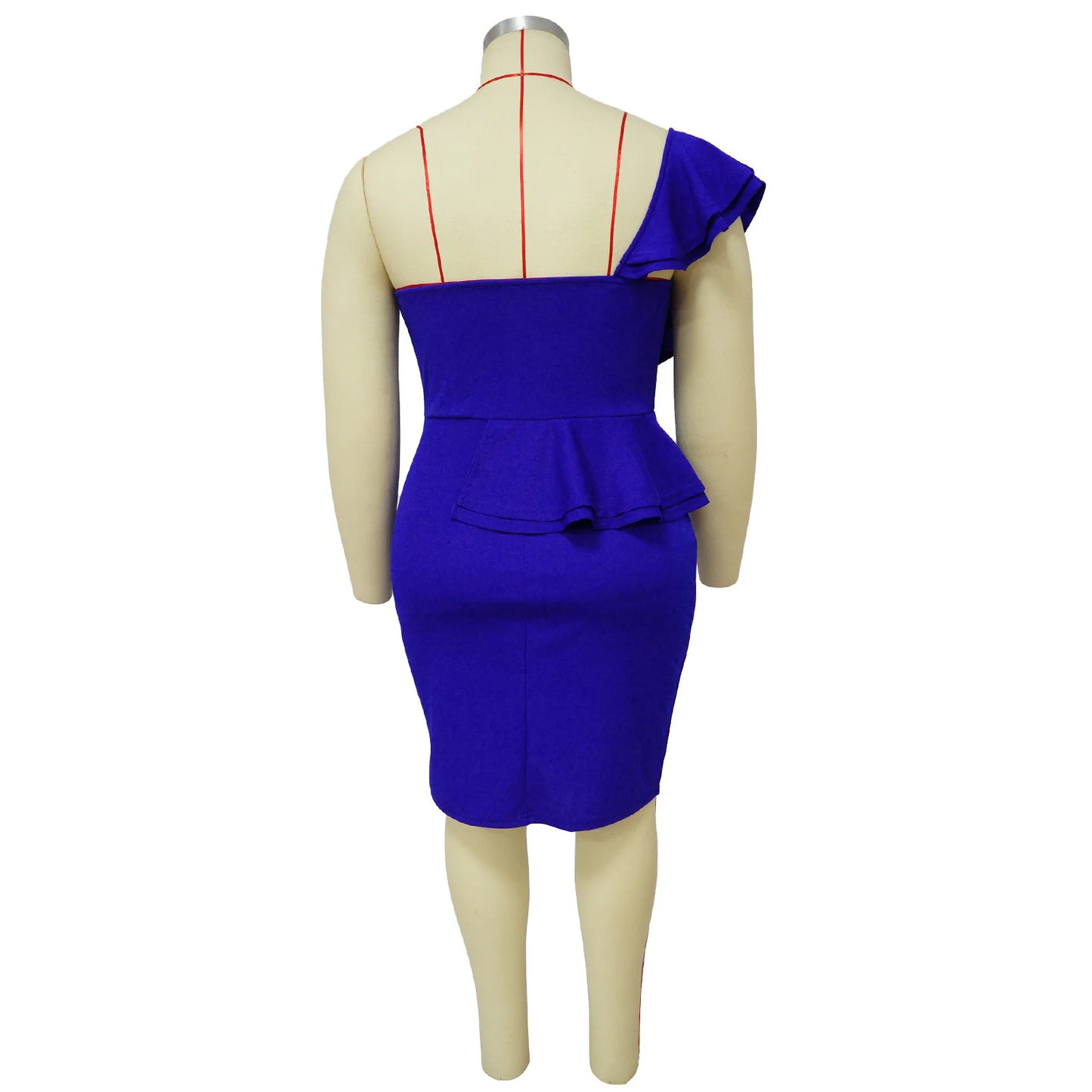 CM.YAYA Plus Size Women Ruffles Shoulder Sleeveless Bodycon Midi Dress 2023 Fashion INS Curve Sexy Party Club Dresses Vestidos