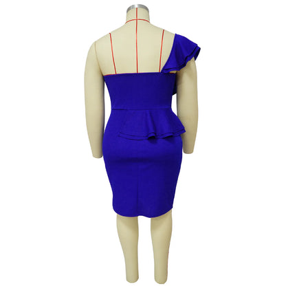 CM.YAYA Plus Size Women Ruffles Shoulder Sleeveless Bodycon Midi Dress 2023 Fashion INS Curve Sexy Party Club Dresses Vestidos