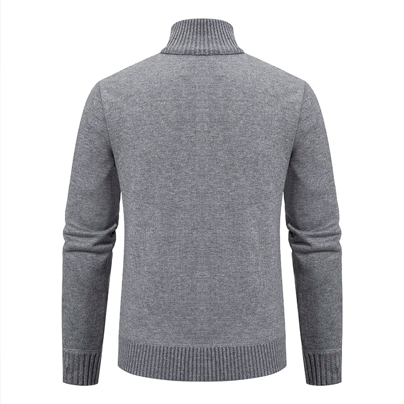 Thickened jacket men's autumn and winter warm trend line stand collar knitted cardigan sweater coat