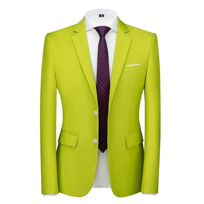 New Men Pure Colour Business Social Office Suit Slim Fit Jacket Fashion Simple Groom Wedding Tuxedo Dress Blazers Coats