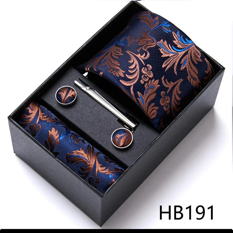 Top Quality 7.5 cm Business Ties Hanky Cufflink Set Tie Clips Green Necktie Corbatas For Men Wedding In Gift Box Gravatas