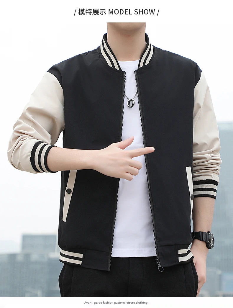 SUPUSCREAT Spring Autumn Men Baseball Jacket Stand Collar Korean Style Casual Jackets And Coats Male Slim Fit Bomber Jacket 5XL