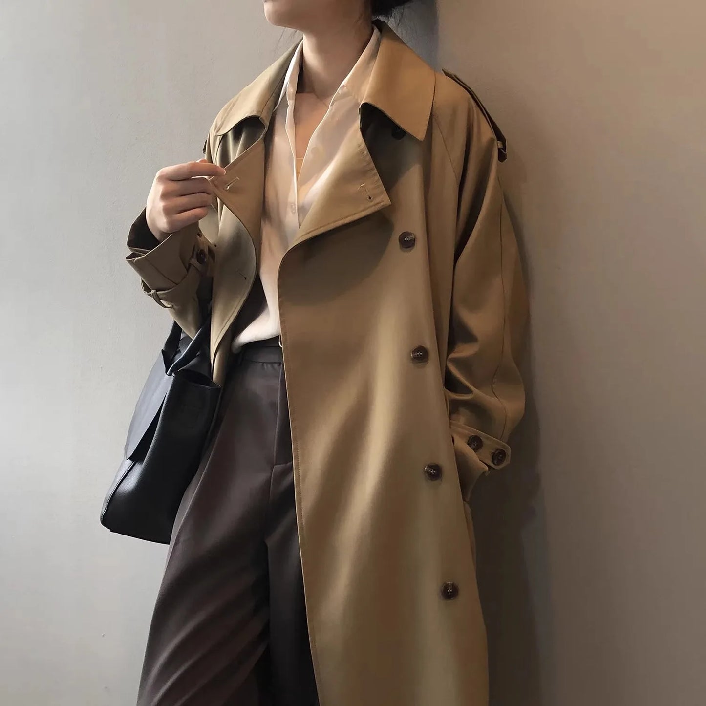 Women Loose Long Belt Abrigos Korean Classic Double Breasted Trench Coats Spring Fall Streetwear Casual Gabardina Outerwears New