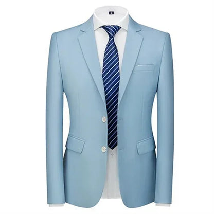 New Men Pure Colour Business Social Office Suit Slim Fit Jacket Fashion Simple Groom Wedding Tuxedo Dress Blazers Coats