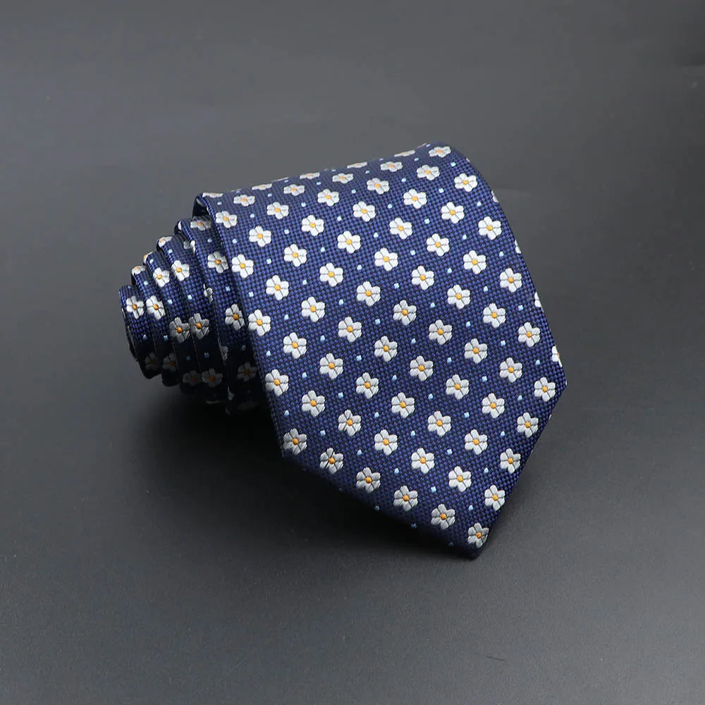 Men's Fashion Tie 8cm Blue Necktie Classic Plaid Striped Neck Tie Paisley Floral Neckties Daily Wear Cravat Wedding Party Gift