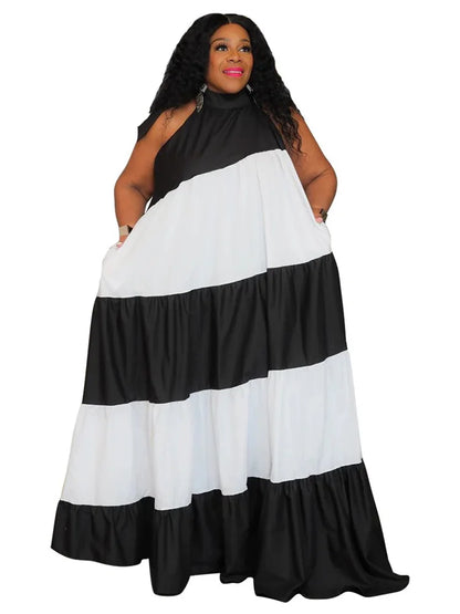 Wmstar Plus Size Dresses for Women Print Elegant New Bandage Fashion Loose Maxi Dress Clothes Wholesale Dropshipping 2024