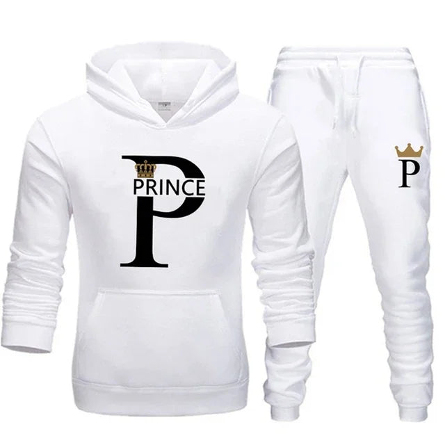 Prince Princess Print Couples Hoodie Set Men Women Unisex Sweatshirt Sweatpant Suit Lover Hoody Jogging Streetwear Tracksuit