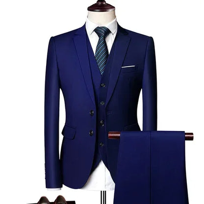 Elegant Suits For Men Wedding 3 Pieces 2 Set Luxury Fashion Classic Full Jackets Vest Pants Blazers Outfit 2024 Formal Costume