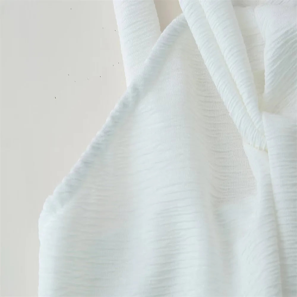 2025 Spring Women's High Street Sexy White Off-the-shoulder Halter Pleated Floor-length Dress Fashion Sleeveless Loose Dress