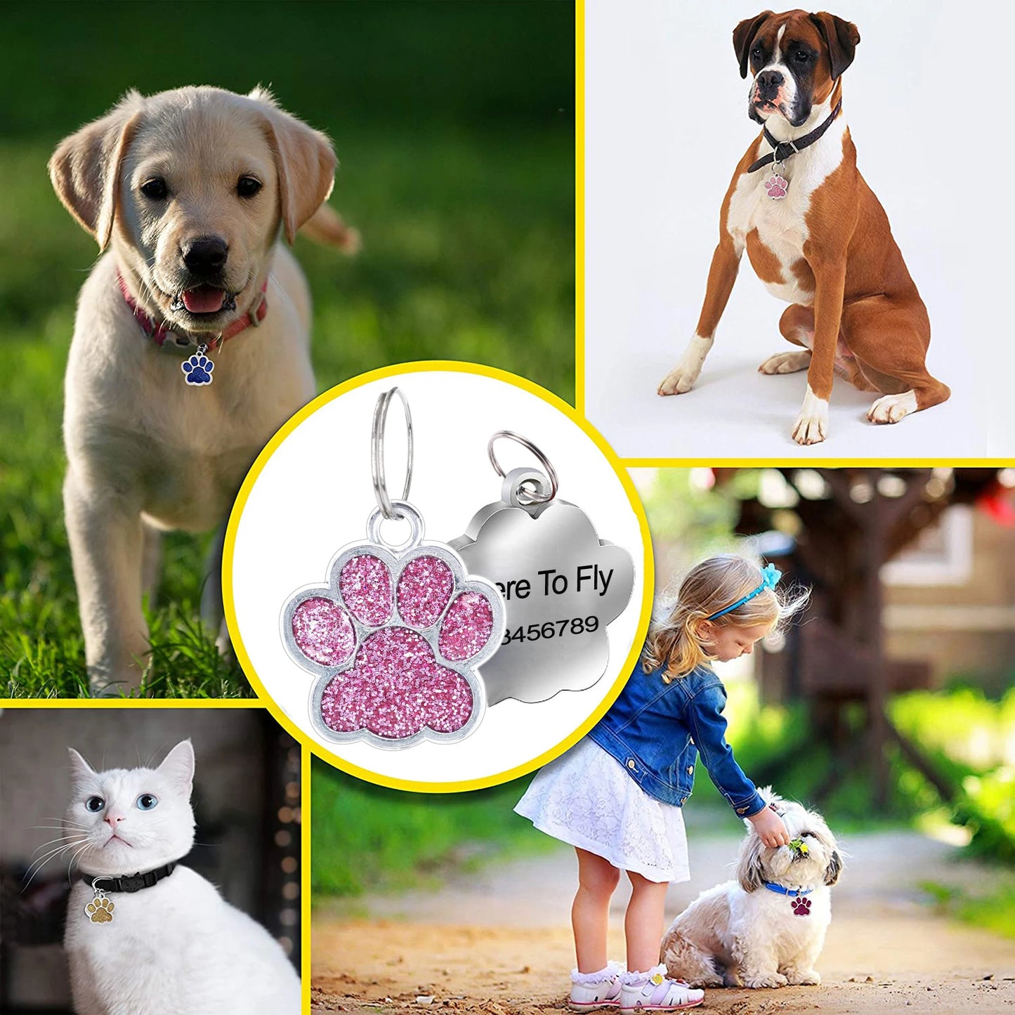 1Pc Pet Dog Tag Personalized Engraved Cat Name Tag Custom Dog Id Mark Collar Nameplate Anti-loss Pendant Cat And Dog Accessories