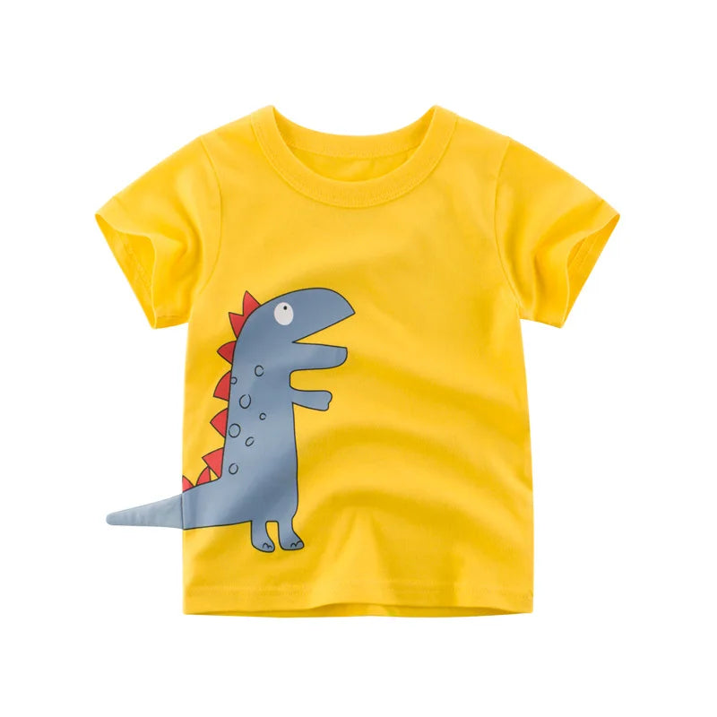 OLEKID 2025 Summer Children Boys Clothing Printed Cartoon Boys T-Shirts 2-8 Years Kids Baby Boy Tops Short Sleeve Toddler Tees