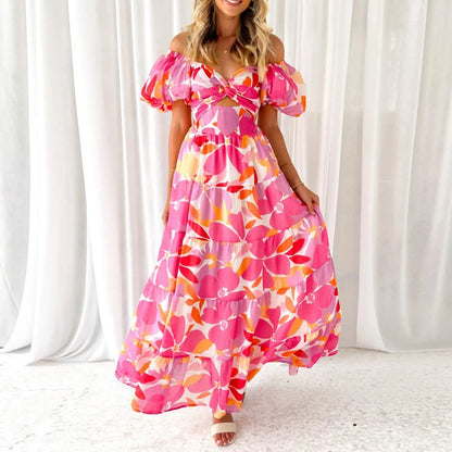 Vestidos Para Mujer Spring Formal Dresses For Women V-Neck Floral Long Dress Casual Summer Dresses For Women Floral Formal Dress