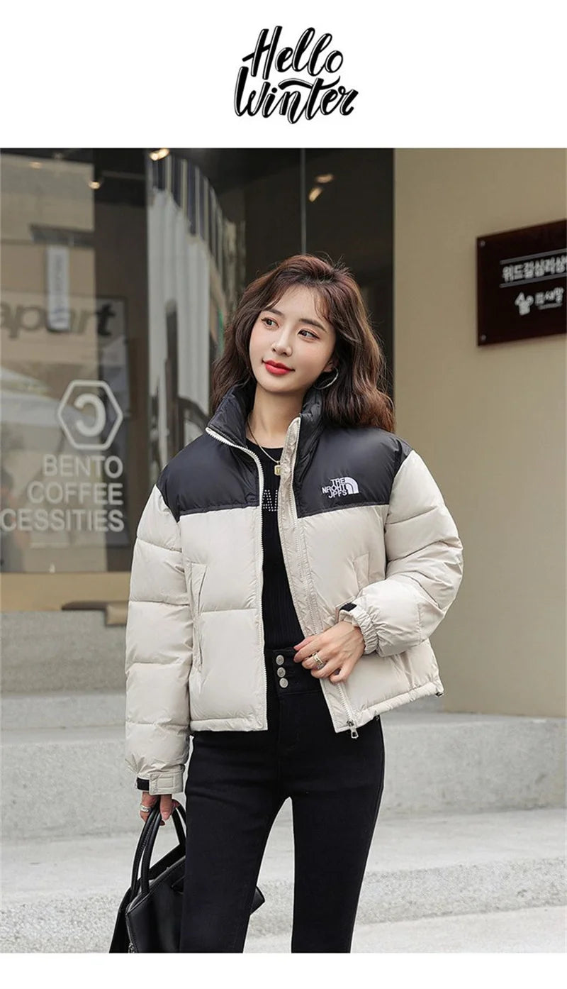 Winter Short Stitching Contrast Down Cotton-Padded Jacket Women's New 2023 Fashion Loose Padded Jacket Clothes Women Coat